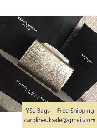 2016 Saint Laurent 354120 Classic Small Monogram Chain Tassel Satchel Bag in Silver Grained Metallic Leather