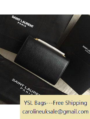 2016 Saint Laurent 354120 Classic Small Monogram Chain Tassel Satchel Bag in Black Grained Metallic Leather