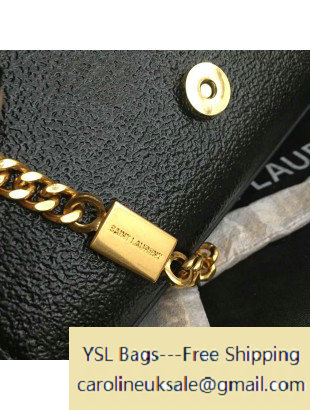 2016 Saint Laurent 354120 Classic Small Monogram Chain Tassel Satchel Bag in Black Grained Metallic Leather - Click Image to Close