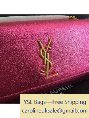 2016 Saint Laurent 354021 Classic Medium Monogram Chain Satchel Bag in Rosy Grained Metallic Leather
