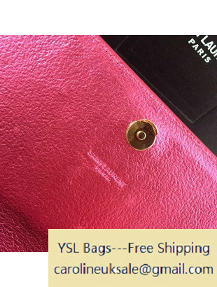 2016 Saint Laurent 354021 Classic Medium Monogram Chain Satchel Bag in Rosy Grained Metallic Leather