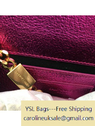 2016 Saint Laurent 354021 Classic Medium Monogram Chain Satchel Bag in Fuchsia Grained Metallic Leather