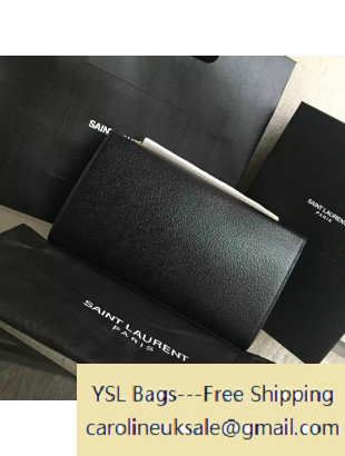 2016 Saint Laurent 354021 Classic Medium Monogram Chain Satchel Bag in Black Grained Metallic Leather