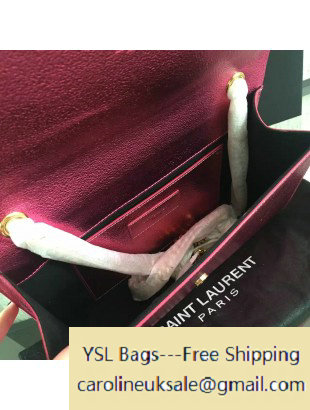 2016 Saint Laurent 354119 Classic Medium Monogram Chain Tassel Satchel Bag in Rosy Grained Metallic Leather