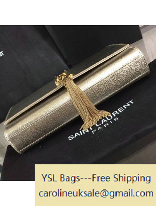 2016 Saint Laurent 354119 Classic Medium Monogram Chain Tassel Satchel Bag in Silver Grained Metallic Leather - Click Image to Close