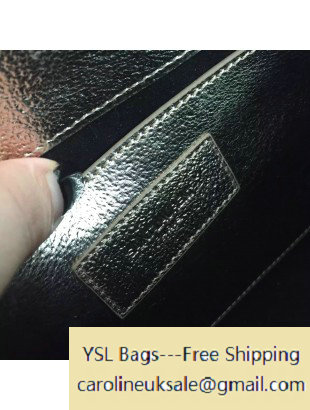 2016 Saint Laurent 354119 Classic Medium Monogram Chain Tassel Satchel Bag in Silver Grained Metallic Leather