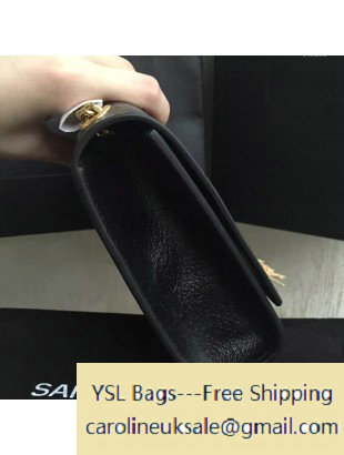 2016 Saint Laurent 354119 Classic Medium Monogram Chain Tassel Satchel Bag in Black Grained Metallic Leather - Click Image to Close