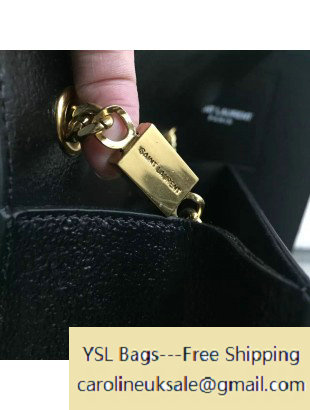 2016 Saint Laurent 354119 Classic Medium Monogram Chain Tassel Satchel Bag in Black Grained Metallic Leather