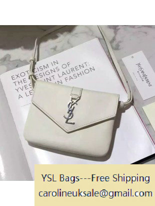 2016 Saint Laurent 425713 Classic Monogram Calfskin Stchel Bag White - Click Image to Close
