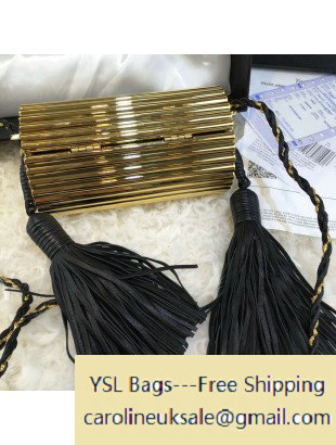 2016 Saint Laurent Gold Opium Plexiglass Tassel Minaudiere Bag - Click Image to Close