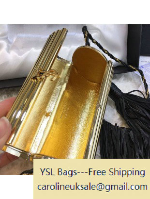 2016 Saint Laurent Gold Opium Plexiglass Tassel Minaudiere Bag