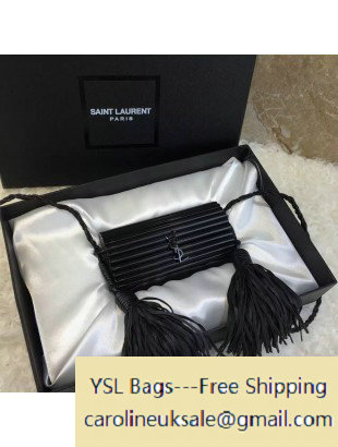 2016 Saint Laurent Shiny Black Opium Plexiglass Tassel Minaudiere Bag