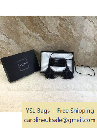 2016 Saint Laurent Shiny Black Opium Plexiglass Tassel Minaudiere Bag