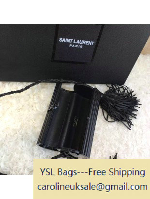 2016 Saint Laurent Shiny Black Opium Plexiglass Tassel Minaudiere Bag - Click Image to Close
