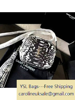 Saint Laurent 425317 Blogger Shoulder Bag with Tassel White/Black - Click Image to Close