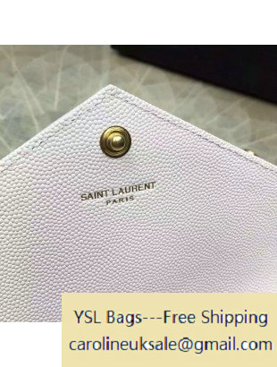 2016 Saint Laurent 393953 Grained Calfskin Monogram Envelope Chain Wallet White