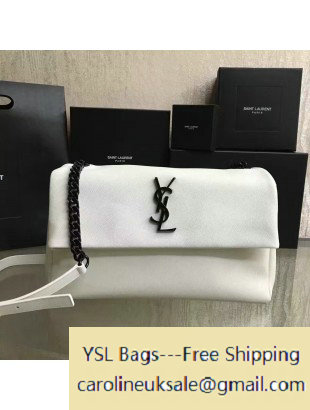2016 Saint Laurent 438176 Medium West Hollywood Fold-Over Bag in White Caviar Calfskin - Click Image to Close