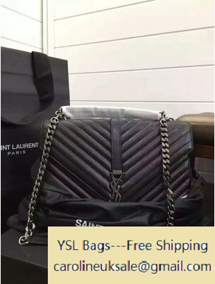 2016 Saint Laurent 392738 Classic Large College Monogram Bag Black - Click Image to Close