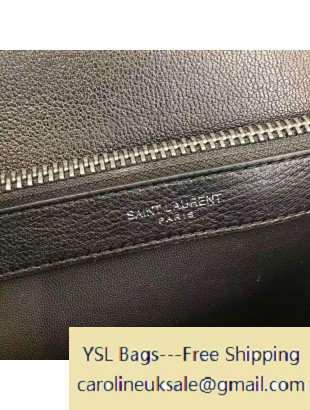 2017 Saint Laurent Mixed Matelasse Leather Classic Large Monogram Satchel Bag 440115 Black/Dove - Click Image to Close