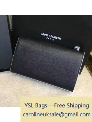 2017 Saint Laurent Grain De Poudre Textured Leather Classic Medium Kate Monogram Satchel Bag 364021 Black/Dove - Click Image to Close