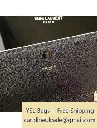 2017 Saint Laurent Grain De Poudre Textured Leather Classic Medium Kate Monogram Satchel Bag 364021 Black/Dove
