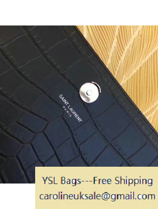 2016 Saint Laurent Classic Large Kate Monogram Satchel Bag Black Crocodile Embossed Leather 446752 - Click Image to Close
