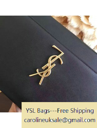 2016 Saint Laurent Classic Large Kate Monogram Satchel Bag in Black Smooth Calfskin 446752