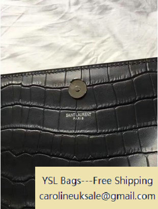 2016 Saint Laurent Classic Medium Kate Monogram Double Handle Satchel Bag in Black Crocodile Embossed Calfskin 446753 - Click Image to Close