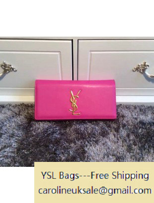 Saint Laurent Classic Monogram Clutch 326079 in Smooth Calfskin Leather Rosy