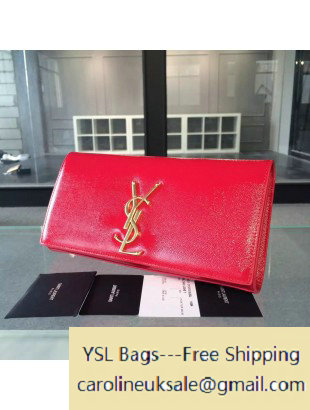 Saint Laurent Classic Monogram Clutch 326079 in Caviar Leather Red - Click Image to Close