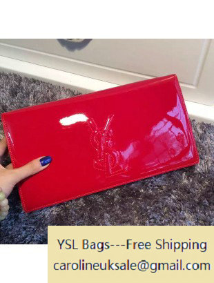 Saint Laurent Embossed Monogram Clutch 326079 in Patent Calfskin Leather Red - Click Image to Close