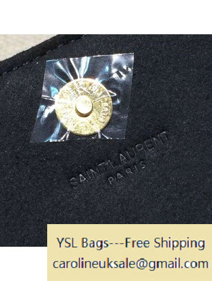 Saint Laurent 22cm Monogram Satchel in Embroider Lines Suede Leather Black - Click Image to Close