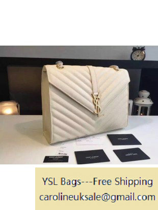 2015 Saint Laurent Classic Large Monogram Satchel in Off-white Smooth Leather