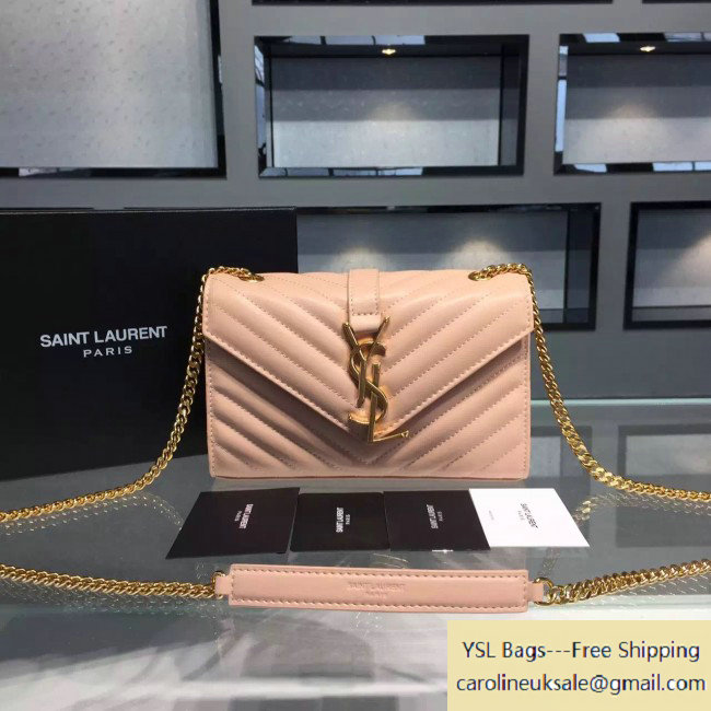 2015 Saint Laurent 396909 Classic Small Monogram Satchel in Pink Smooth Leather