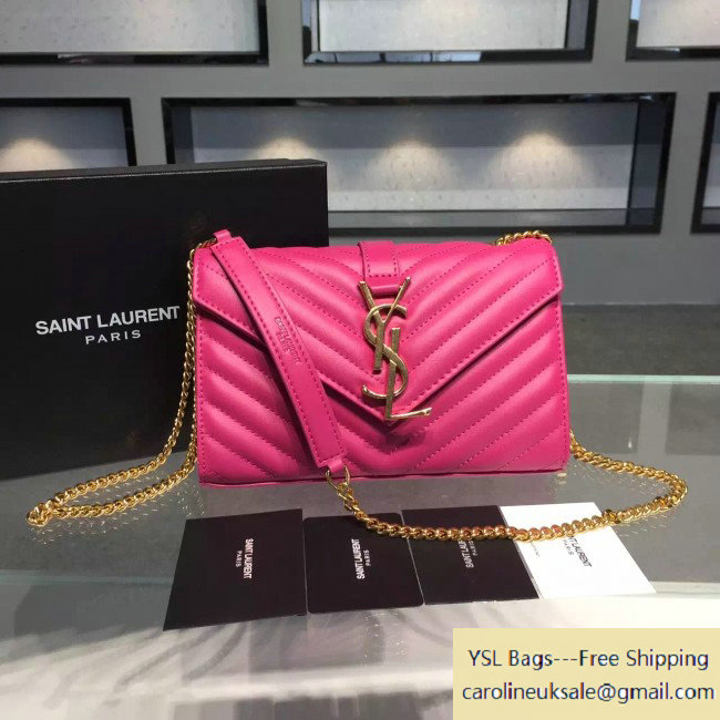 2015 Saint Laurent 396909 Classic Small Monogram Satchel in Rosy Smooth Leather