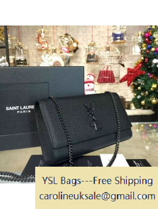 2015 Saint Laurent Classic Medium Monogram Satchel 364021 in Black Grained Leather