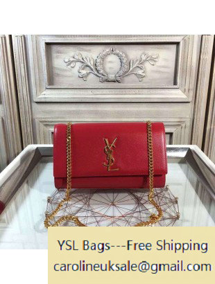 2015 Saint Laurent Classic Medium Monogram Satchel 364021 in Red Grained Leather