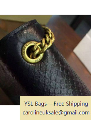 2016 Saint Laurent 354119 Classic Medium Monogram Chain Tassel Satchel Bag with Metal Snake Textured YSL Signature Snake Pattern Leather - Click Image to Close