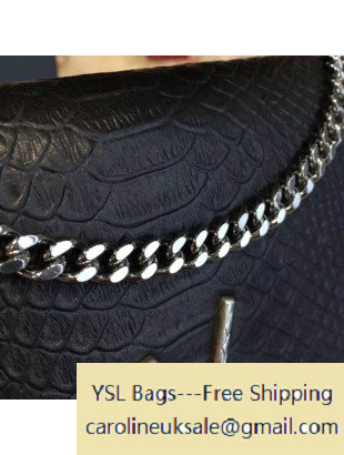 2016 Saint Laurent 354119 Classic Medium Monogram Chain Tassel Satchel Bag with Metal Snake Textured YSL Signature Snake Pattern Leather - Click Image to Close