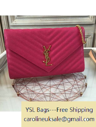 Saint Laurent Flap Front Clutch in Caviar Calfskin Rosy - Click Image to Close