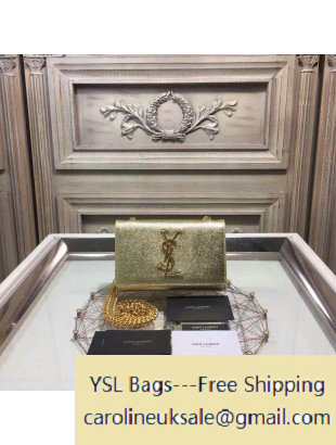 2015 Saint Laurent Classic Small Monogram Satchel 354121 in Gold Grained Leather - Click Image to Close