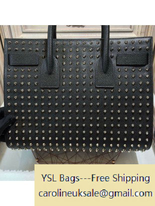 2015 Saint Laurent Classic Small Sac De Jour Bag 355154 in Black Grain Leather and Metal Studs - Click Image to Close