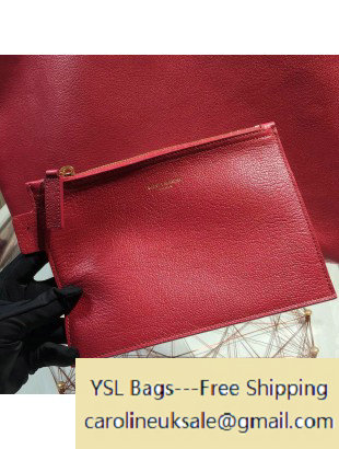 2015 Saint Laurent 354105 Tote Bag in Grained Calfskin Red - Click Image to Close