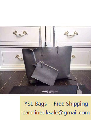 2015 Saint Laurent 354105 Tote Bag in Grained Calfskin Grey - Click Image to Close