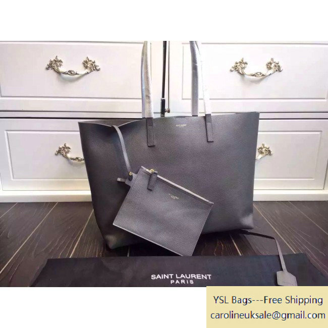 2015 Saint Laurent 354105 Tote Bag in Grained Calfskin Grey - Click Image to Close