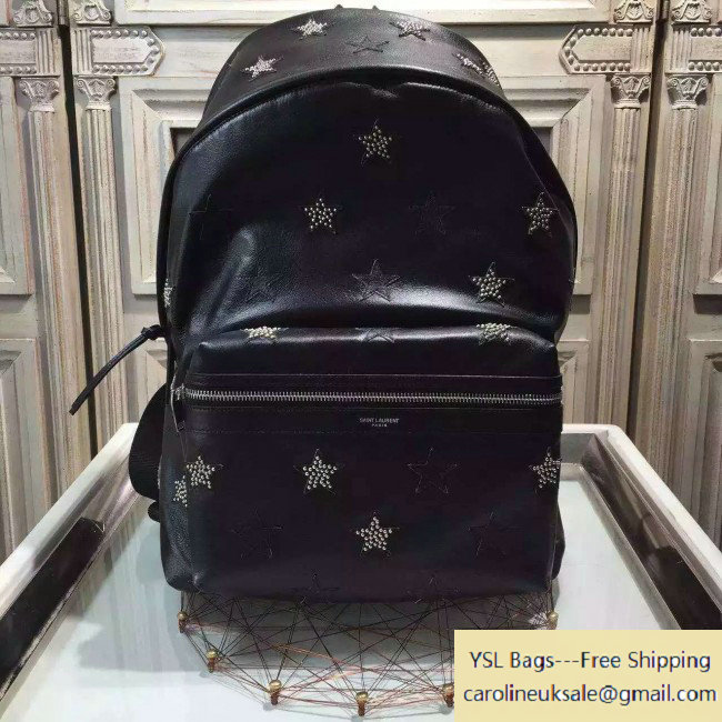 2015 Saint Laurent Black Calfskin Backpack with Stars - Click Image to Close