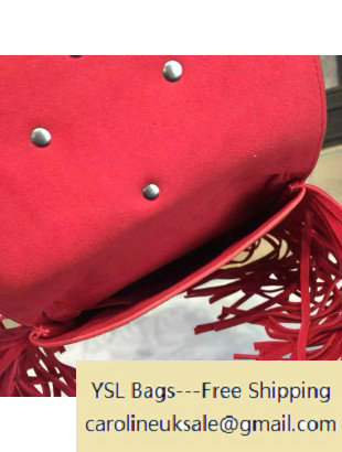 2016 Saint Laurent 395012 Anita Tasseled Flat Bag in Red Suede