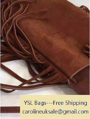 2016 Saint Laurent 395012 Anita Tasseled Flat Bag in Brown Suede
