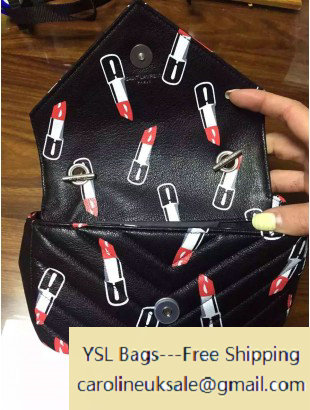 2015 Saint Laurent Baby Monogram Chain Shoulder Bag with Lipstick Pattern