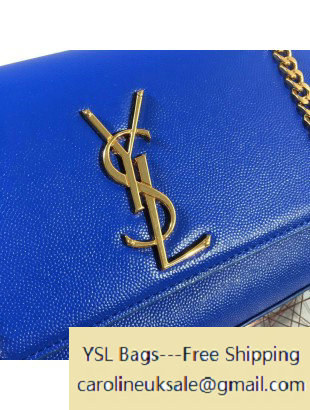 2015 Saint Laurent Classic Medium Monogram Satchel 364021 in Blue Grained Leather